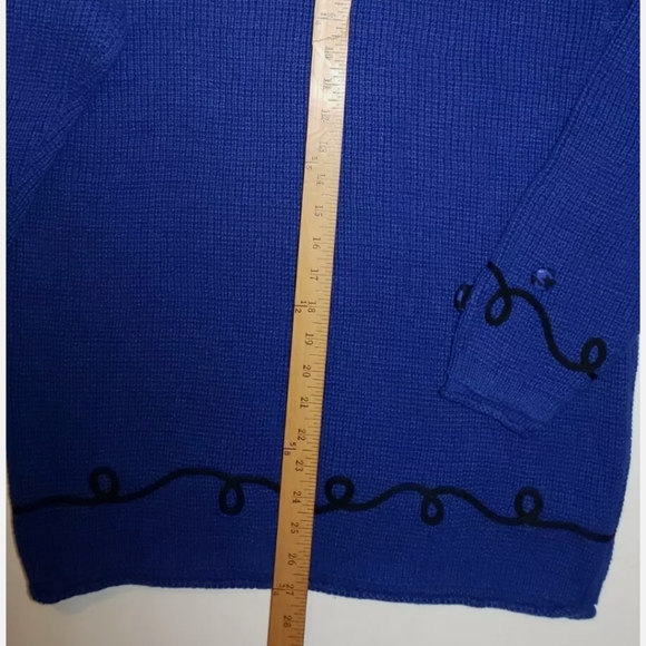 Vintage 80s Retro CHAUS Bow Sweater 2X Blue Black - Picture 11 of 12